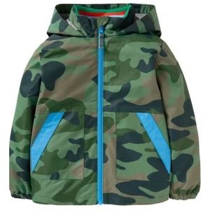 NWT Mini Boden Kids Jersey-lined Anorak Jacket in Rosemary Green Camo (Sz. 8-9).